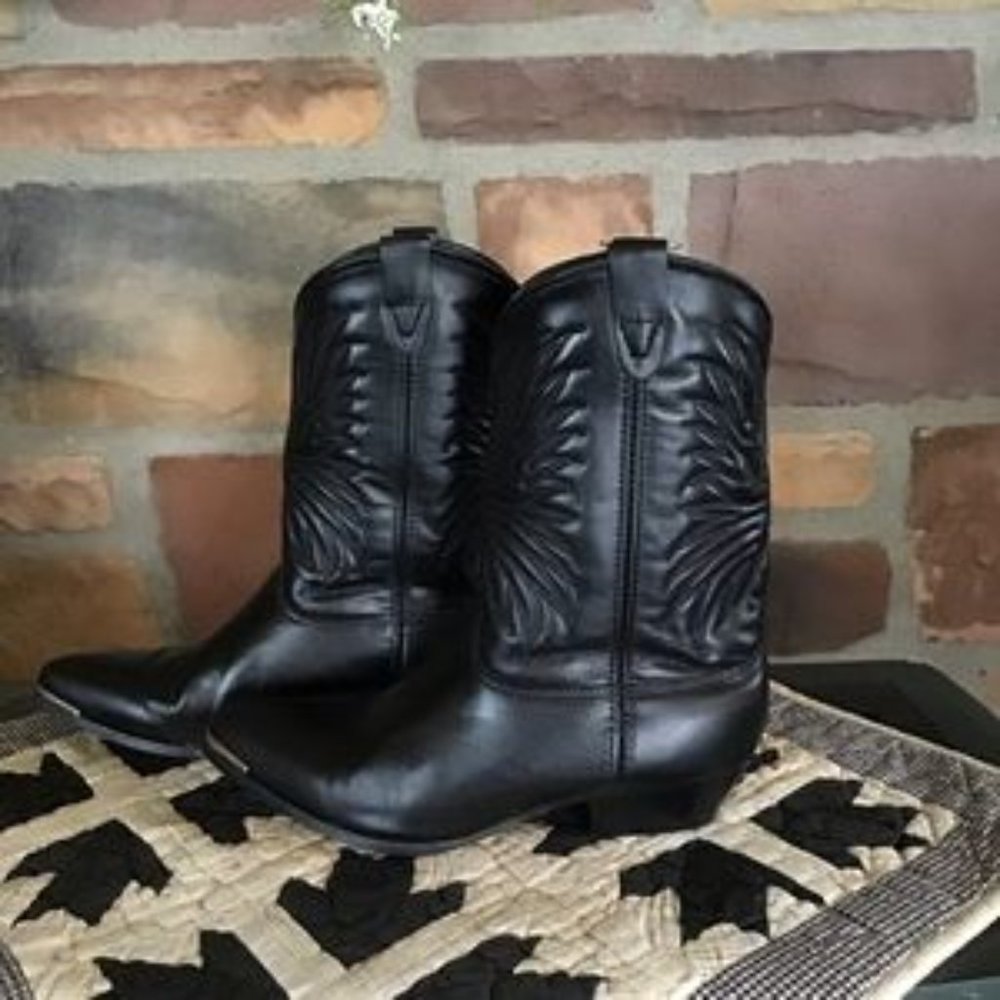 Sage Ladies Black Leather Western Boots